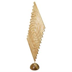 Chris Redfearn of Halifax - carved sycamore and laburnum wood sculpture, of staggered contemporary form, signed to base, H114cm