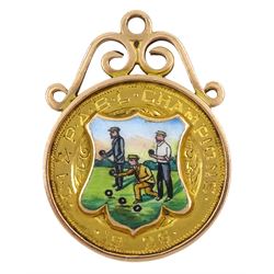 Early 20th century 9ct gold enamel bowli