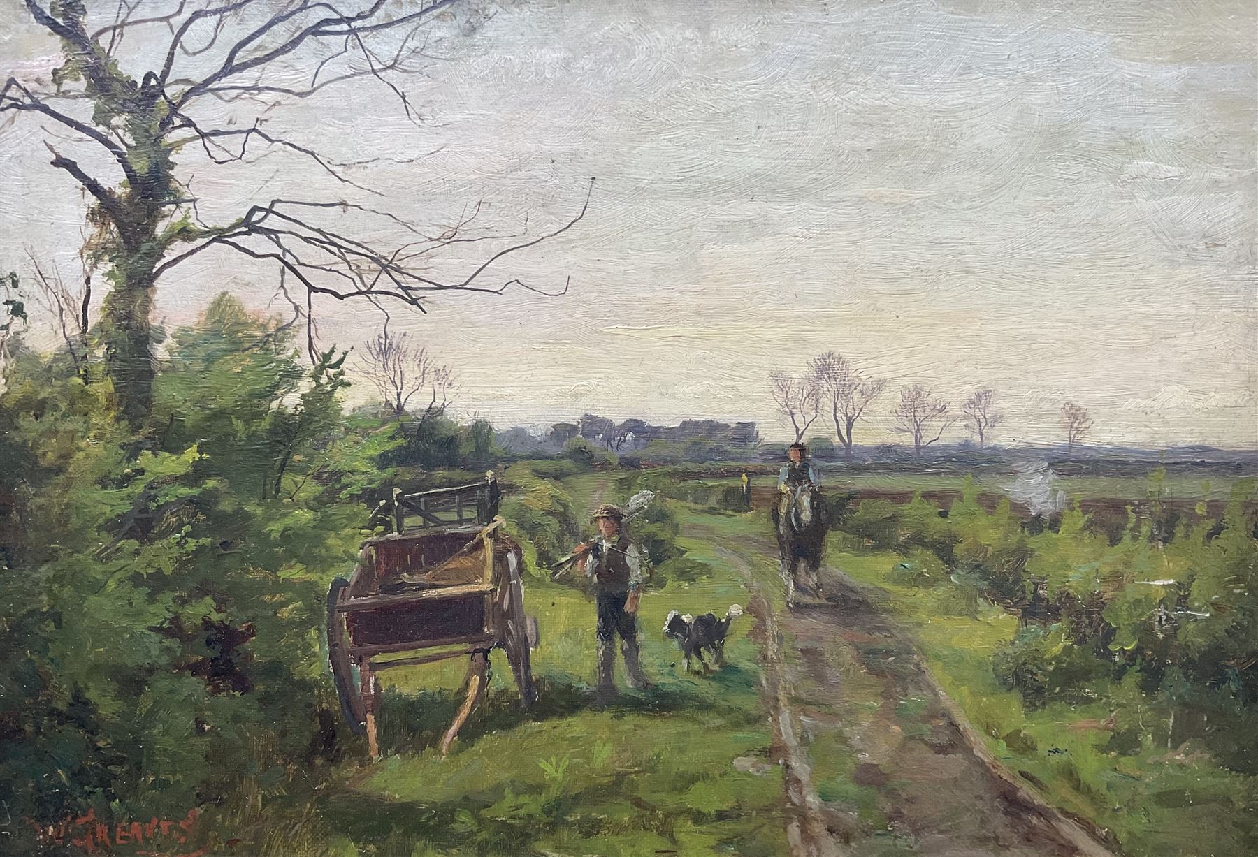 William Greaves (British 1852-1938): Filling the Haycart, oil on canvas signed 24cm x 35cm