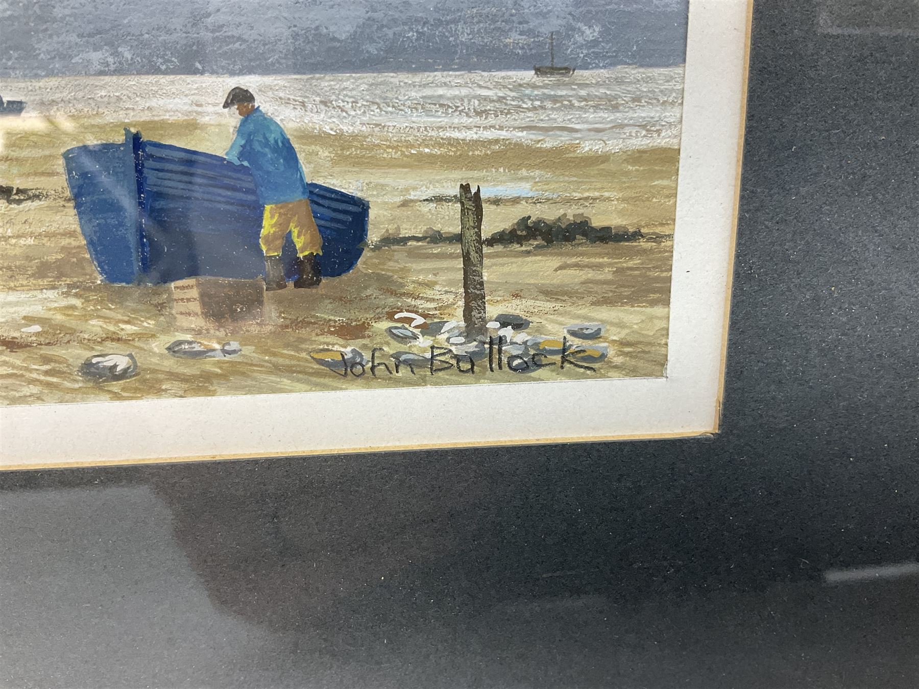 John Bullock (British 20th Century) 'North Yorkshire Beach', Gouache signed title verso, together with 19th Century colour print (2)