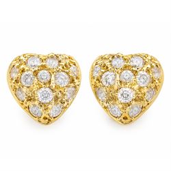 Pair of 18ct gold cubic zirconia heart stud earrings