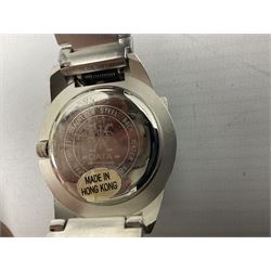 Four X Data stainless steel wristwatches, two Marc Gay wristwatches and one other, all with cover plates