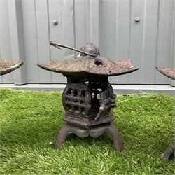 Three cast iron garden lanterns - THIS LOT IS TO BE COLLECTED BY APPOINTMENT FROM DUGGLEBY STORAGE, GREAT HILL, EASTFIELD, SCARBOROUGH, YO11 3TX