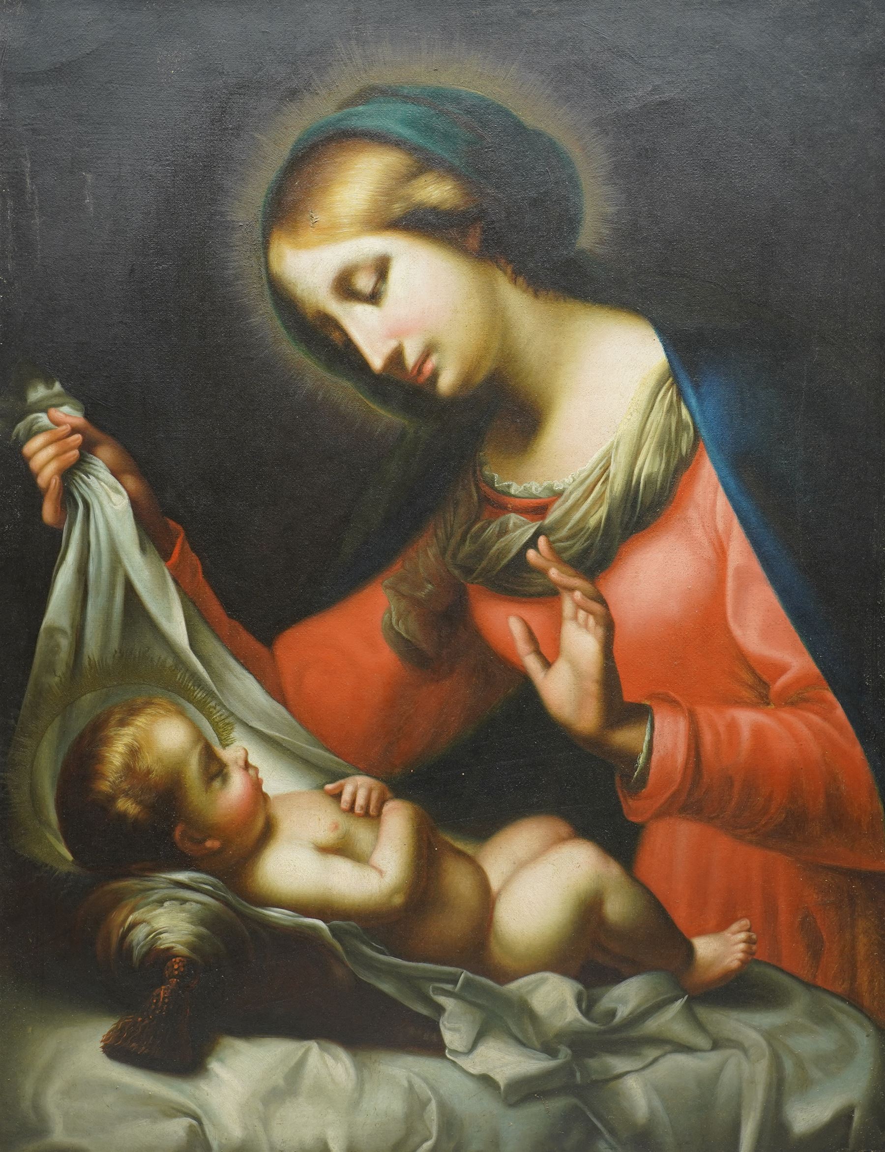 After Carlo Dolci (Florence 1616-1686): 'The Madonna and Child', 19th century oil on canvas unsigned 58cm x 46cm