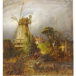  Country Windmill, 19th century oil on canvas unsigned 28cm x 26cm (unframed)  