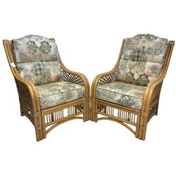 Pair of rattan conservatory armchairs