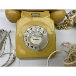 Collection of six vintage telephones, including a trimphones telephone