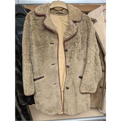 Two Waddingtons sheepskin coats, Maxwell & Cowan rabbit fur coat, Lykafur simulated mink fur coat, faux fur gilet and a leather jacket