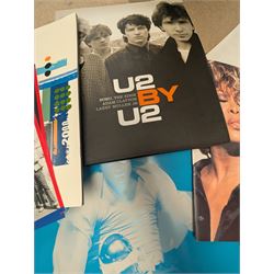 Music memorabilia, comprising signed photographs, including Leo Sayer and Suzie Quattro,  tour programmes, including Rod Stewart and Tina Turner, U2 book, two metal Michael Jackson posters and photographs 