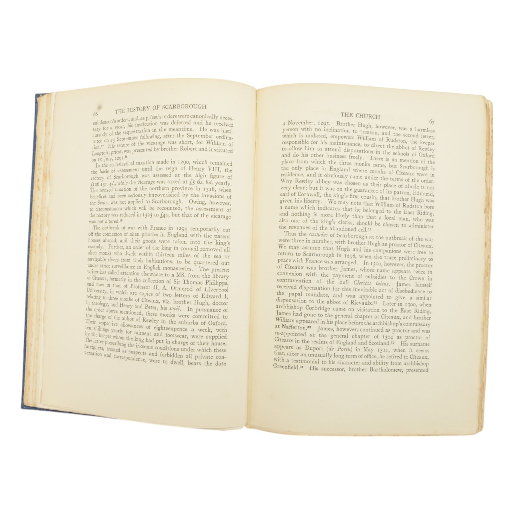 Rowntree, Arthur; 'The History of Scarborough', pub  London & Toronto J.M Dent & Sons Ltd, 1931 signed edition no. 536, in blue cloth with gilt vignette and lettering to spine