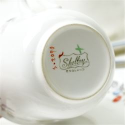 Shelley tea wares, comprising ten teacups and saucers, twelve side plates, and two sandwich dishes
