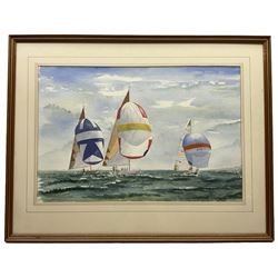 S Warner (Late 20th century):  Yachts Racing,  watercolour signed and dated '91, 37cm x 47cm