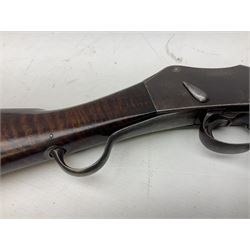 Braendlin Armoury Martini action .577/450 falling back rifle, the 85cm rifled barrel stamped Alex. Henry Edinburgh & London with two barrel bands including Yatagan bayonet side fitting and clearing rod under, with leather sling, serial no.13332, L126cm (NB. Firing pin broken). 