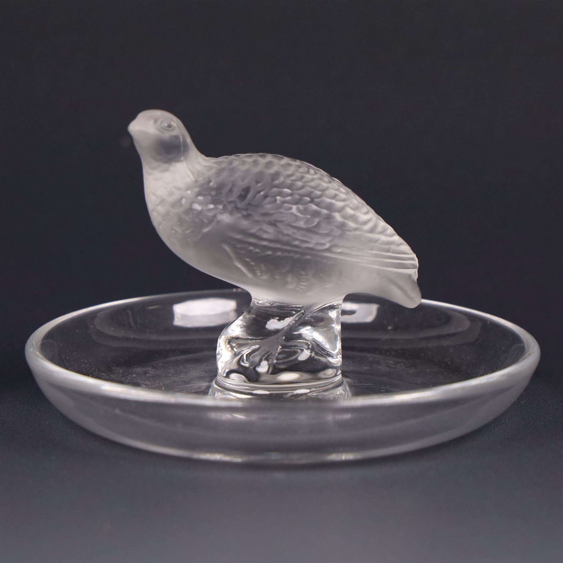 Lalique - Thalie Dove ring dish and Grouse ring dish, H10cm
