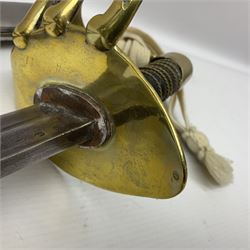 Early 19c French 1st Empire Heavy Cavalry trooper's sword, the 95.5cm double fullered blade with various stamped marks and inscribed Klingenthal 1814 to the back edge, four-bar brass hilt with wire-bound leather grip, knucklebow numbered 139; in polished steel scabbard with two suspension rings L117cm overall