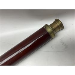 G Adams of London, single draw mahogany bound brass telescope, engraved G Adams of London, extended L116cm