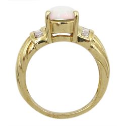 9ct gold opal and white sapphire ring, hallmarked