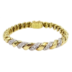  Mouawad 18ct gold articulated bracelet, pave set round cut diamonds, signed Mouawad, approx 37.2gm  