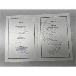 1949 England cricket team signatures including Hutton, Compton, Edrich, Laker etc on loose album page; and large quantity of other autographs of predominantly TV Soap Opera stars from Last of the Summer Wine, Eastenders, Emmerdale, Coronation Street, Heartbeat etc and other TV/Film personalities; on promotional photographs and clipped fragments of paper etc