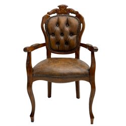 French style elbow chair in buttoned upholstery 