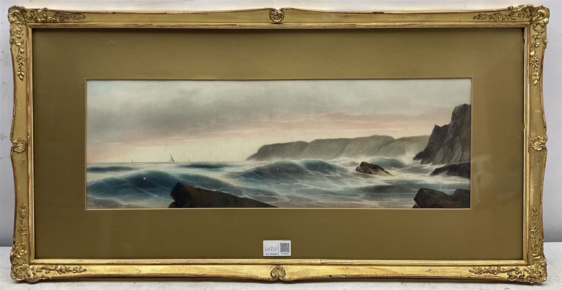 Garman Morris (British fl.1900-1930): ‘On the Cornish Coast at Newquay’, pair watercolours signed and titled 18cm x 53cm (2)