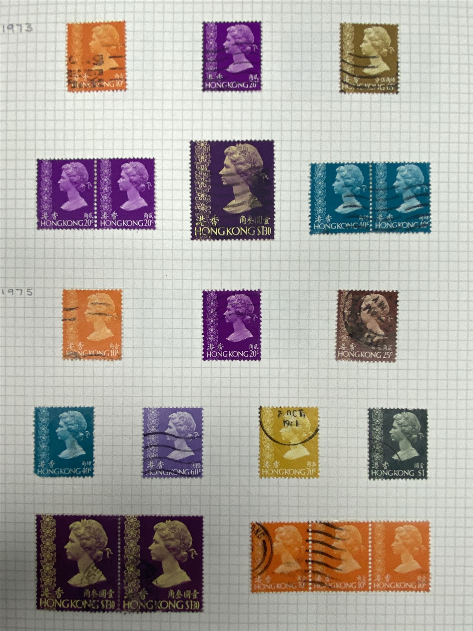 Hong Kong Queen Victoria and later stamps, including 1874-1902 postal fiscal stamps, various King Edward VII issues including one dollars, China overprints etc, housed on pages