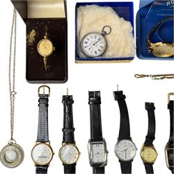 Collection of watches and cufflinks including continental silver pocket watch, gold plated pocket watch, boxed Rotary wristwatch, etc