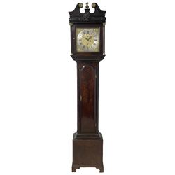 Philip Brew of Dublin - 8-day mahogany longcase clock c 1760, with a swans necked pediment...