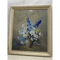 V L Fawkes (Mid 20th century): 'Summer Flowers', watercolour signed, titled with artist's address Well close Cheltenham verso 56cm x 47cm