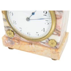 Onyx mantle clock, with floral gilt mounts to the front, H19cm