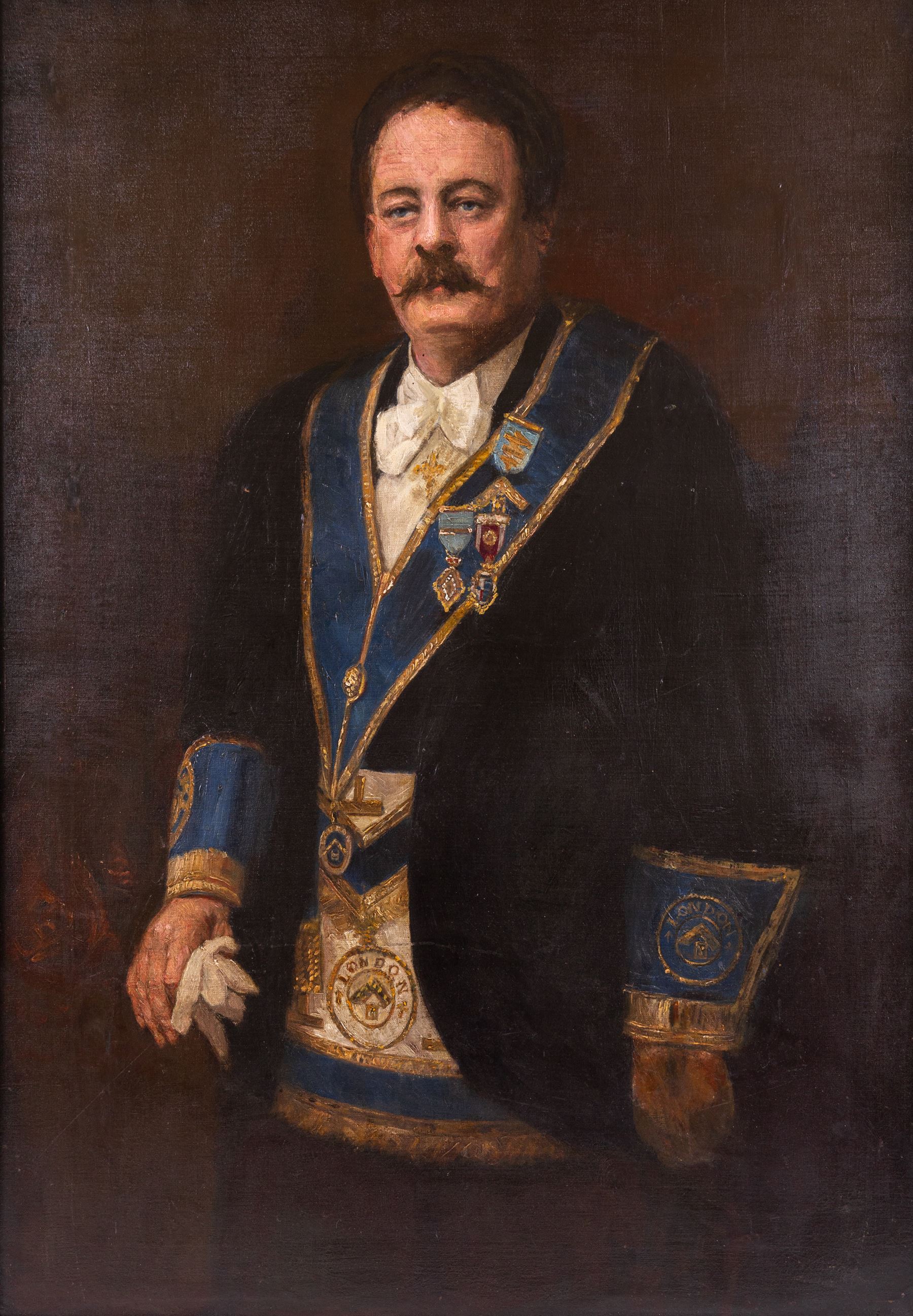 English School (20th Century): Portrait of a Mason of a London Lodge, oil on canvas unsigned 92cm x 64cm