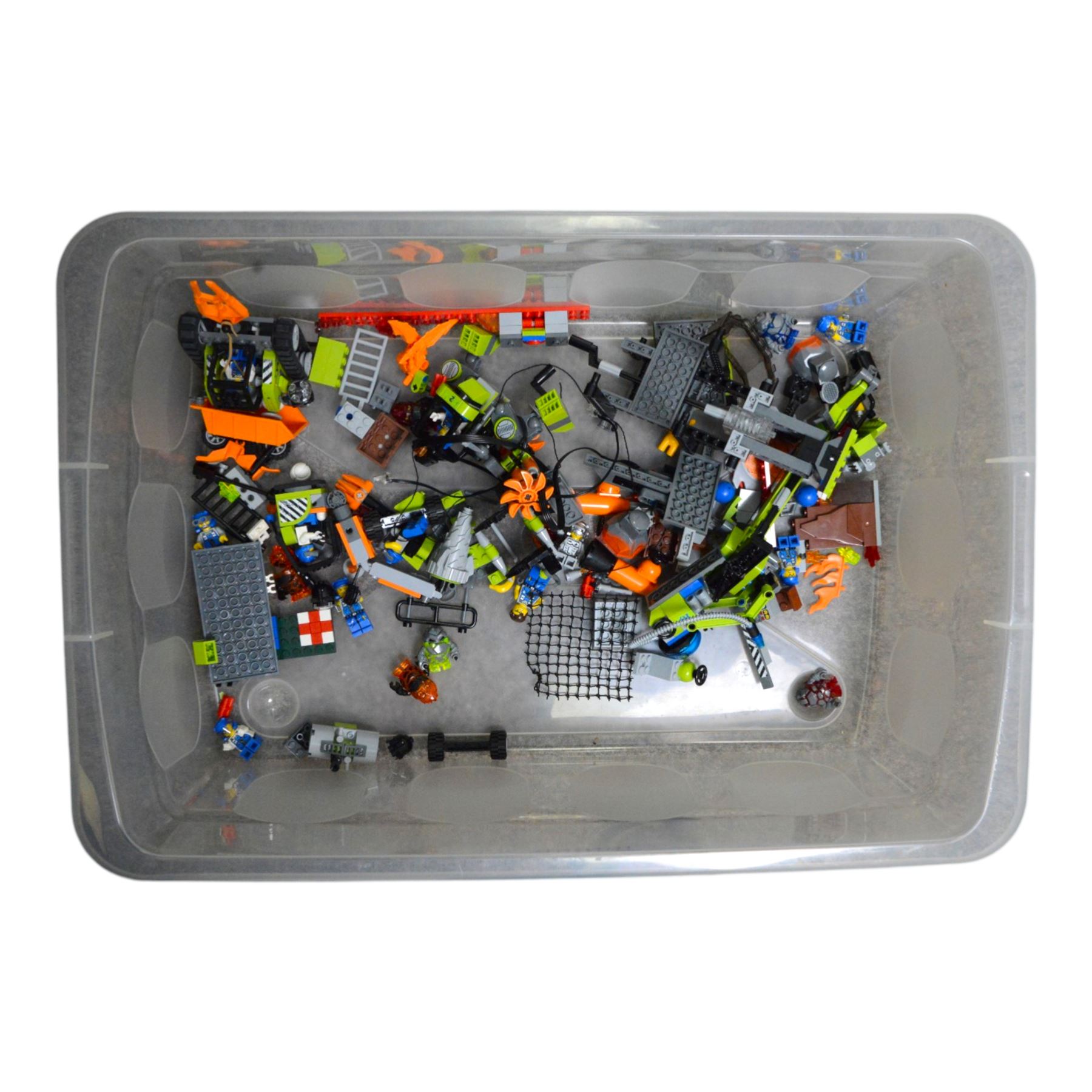 Lego Power Miners sets, including 8957, 8964, 8958, 8190, 8189, 8961 and 8963, all partially built with instructions