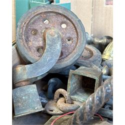 Collection of mainly early 20th century door furniture, to include Art Nouveau brass finger plates, brass door pulls and knobs, ceramic escutcheons and latches, together with other antique hardware. (some later)  - COLLECTION BY APPOINTMENT FROM: The White House, Thirsk Road, Easingwold, York, YO61 3NF - CALL 01723 507111 TO ARRANGE