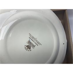 Masons Ironstone ceramics, including Double Landscape pattern plate and jar and cover, Fruit Basket pattern tea pots, etc, in two boxes