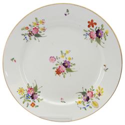 19th century and later cabinet plates, including Minton and Dresden examples, mostly painted with flowers, largest D27cm