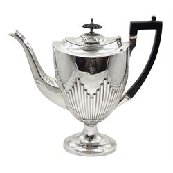 Late Victorian silver pedestal coffee pot with ebony handle by James Deakin & Sons Sheffield 1898, approx 16oz