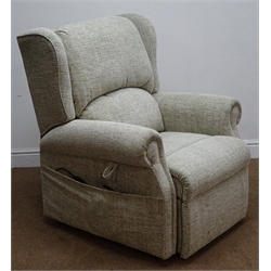  Electric reclining armchair, upholstered in a stone wash fabric, W83cm (This item is PAT tested - 5 day warranty from date of sale)  