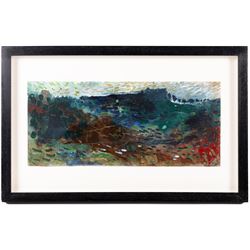 Kane Cunningham (British 1961-): 'Towards Robin Hood's Bay/Boggle Hole', watercolour, signed and titled verso 18.5cm x 12.5cm