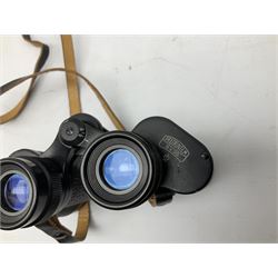 Three pairs of Carl Zeiss Jena binoculars, Deltrintem 8x30 and two pairs of Jenoptem 10x50W, all cased (3)