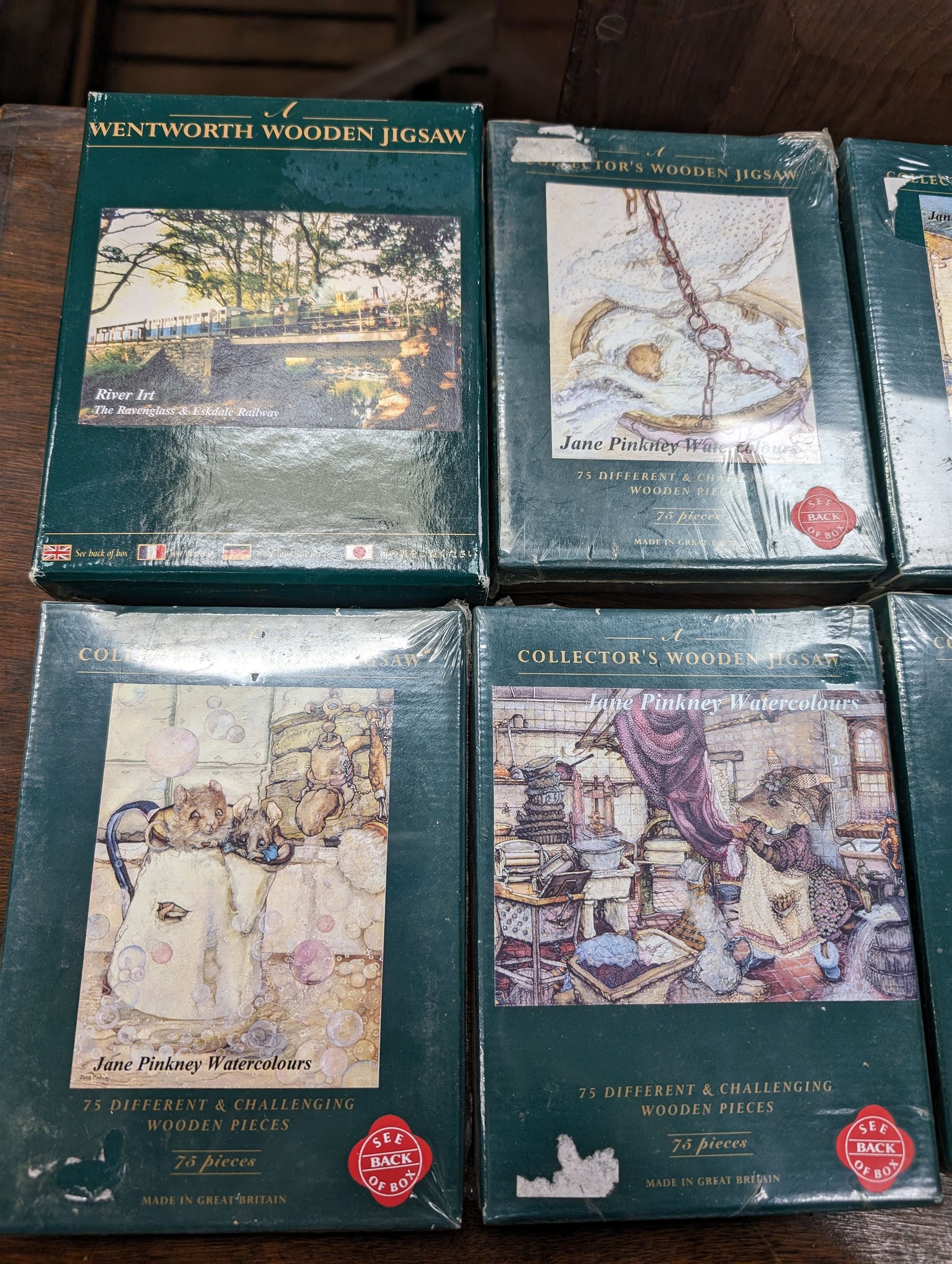 Chatsworth box easel, together with a Reeves table easel, collection of Wentworth jigsaw puzzles and two picnic baskets