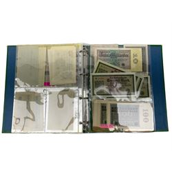 Collection of German banknotes, mostly dating between 1918 and 1923, many being of a high grade, with vendor's inventory, housed in a ring binder