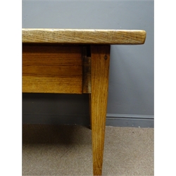  19th century ash farmhouse style rectangular kitchen table, square tapering supports, 129cm x 67cm, H78cm  