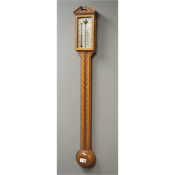  Georgian style mahogany mercury stick barometer, silvered engraved dial signed 'Comitti, Holborn', with thermometer, H97cm  