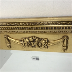  Gilt framed architectural overmantle mirror (W126cm, H87cm) and another rectangular mirror (W105cm, H74cm) (2)  