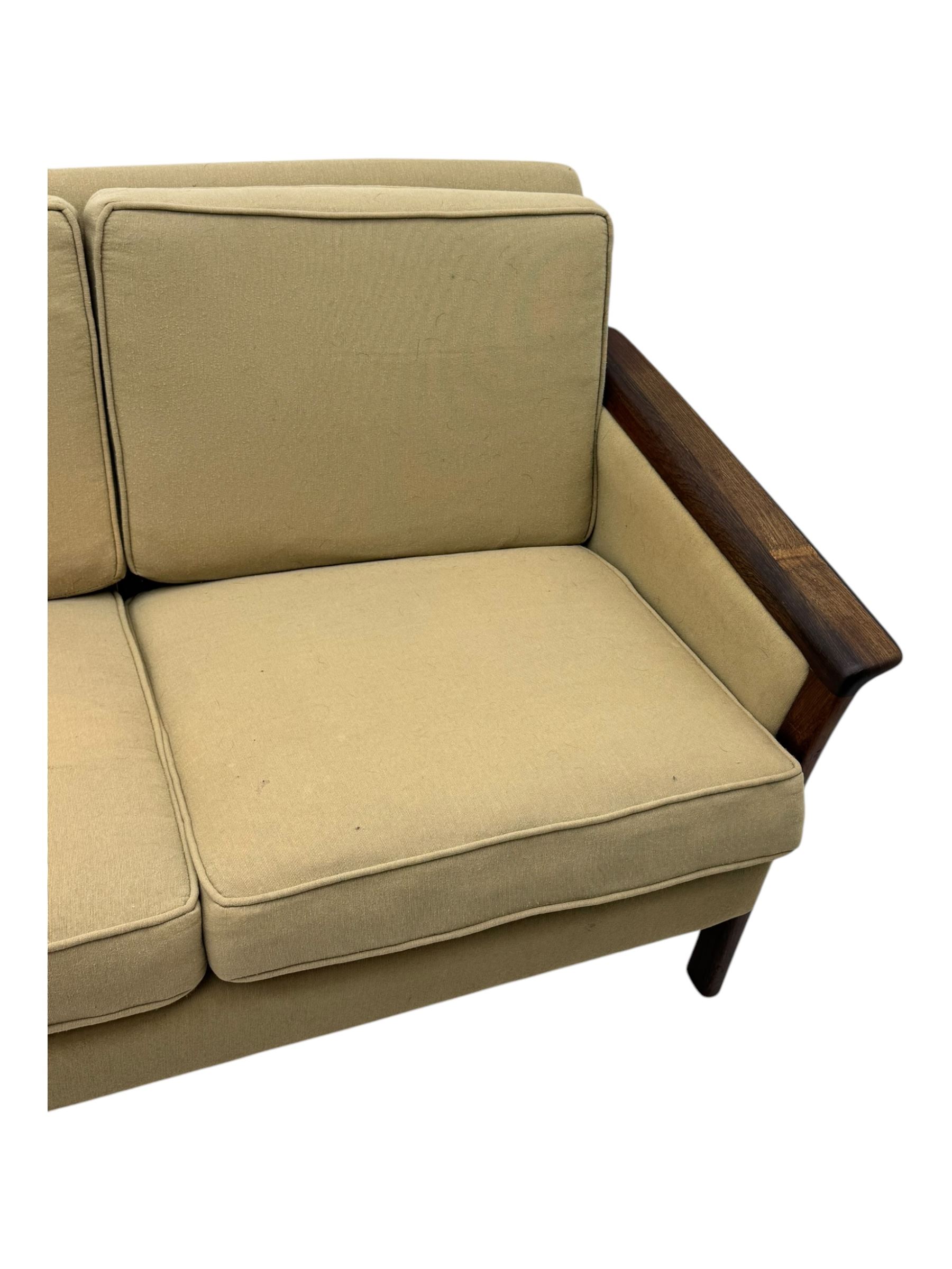 Mid-20th century hardwood framed three-seat sofa 