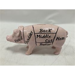 Cast iron Harrisons Hams money box, H10cm