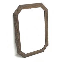 1930s oak framed wall mirror with bevelled glass, W61cm, H88cm