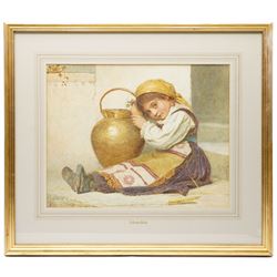 Edwin Bale RI (British 1838-1923): Young Girl with a Water Carrier, watercolour signed 31cm x 40cm 