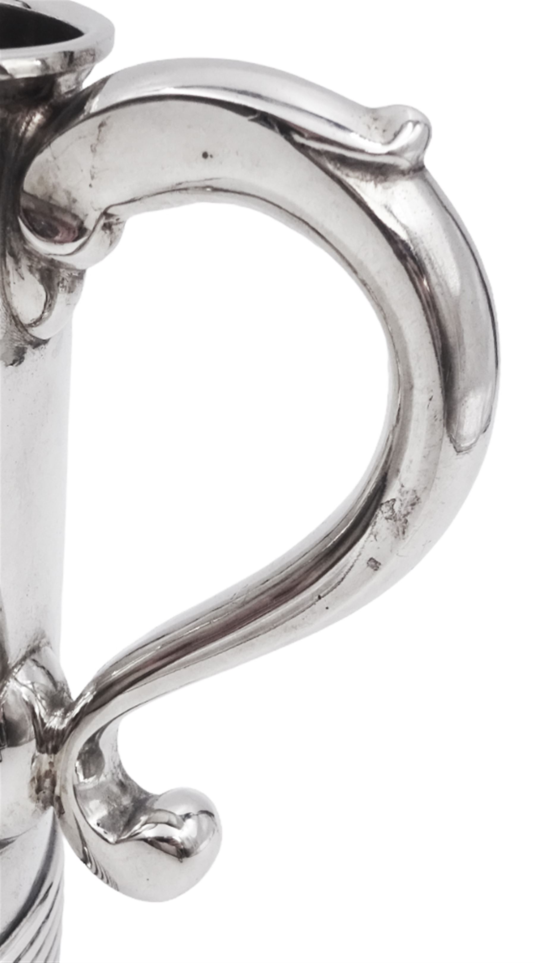 1930's silver tankard, of plain tapering form, with banded base and C scroll handle, hallmarked Alexander Clark & Co Ltd, Birmingham 1937, approximate total weight 14.86 ozt (462.4 grams)