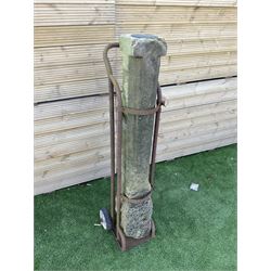 19th century stone sundial column, with trolley - THIS LOT IS TO BE COLLECTED BY APPOINTMENT FROM DUGGLEBY STORAGE, GREAT HILL, EASTFIELD, SCARBOROUGH, YO11 3TX